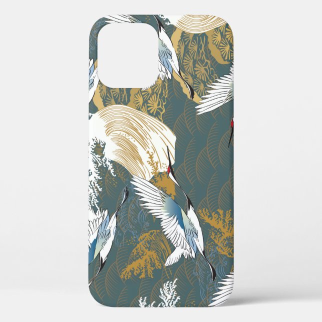 Japanese Vintage Crane Birds Pattern Case-Mate iPhone Case (Back)
