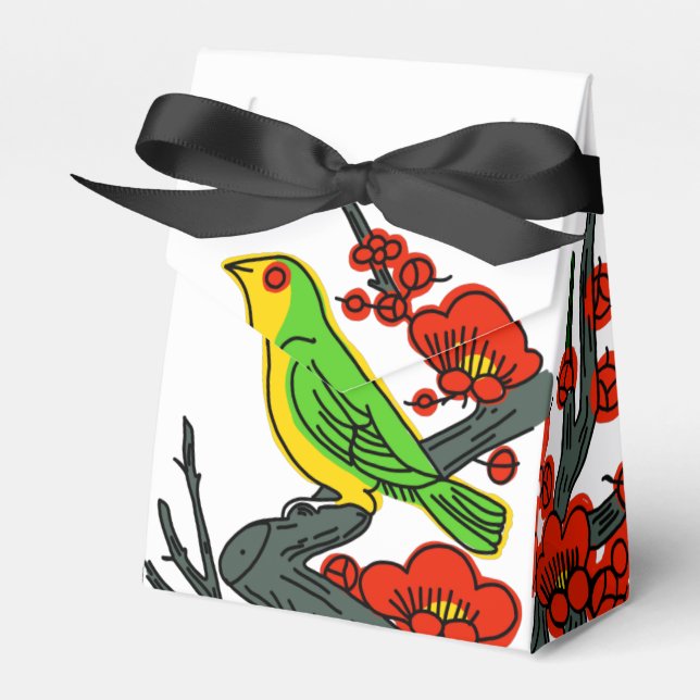 Japanese vintage Hanafuda art favor box feb (Front Side)