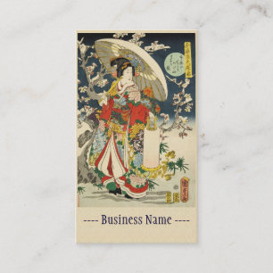 Japanese Vintage Lady Geisha Portrait Art Busines Business Card