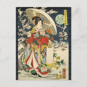 Japanese Vintage Lady Geisha Portrait Art Card