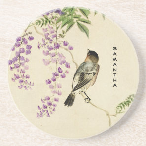 Japanese Vintage Lilac Sparrow Sandstone Coaster
