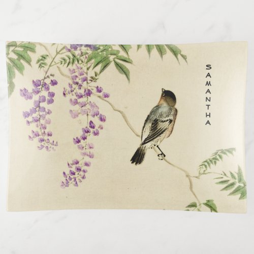 Japanese Vintage Lilac Sparrow Trinket Tray