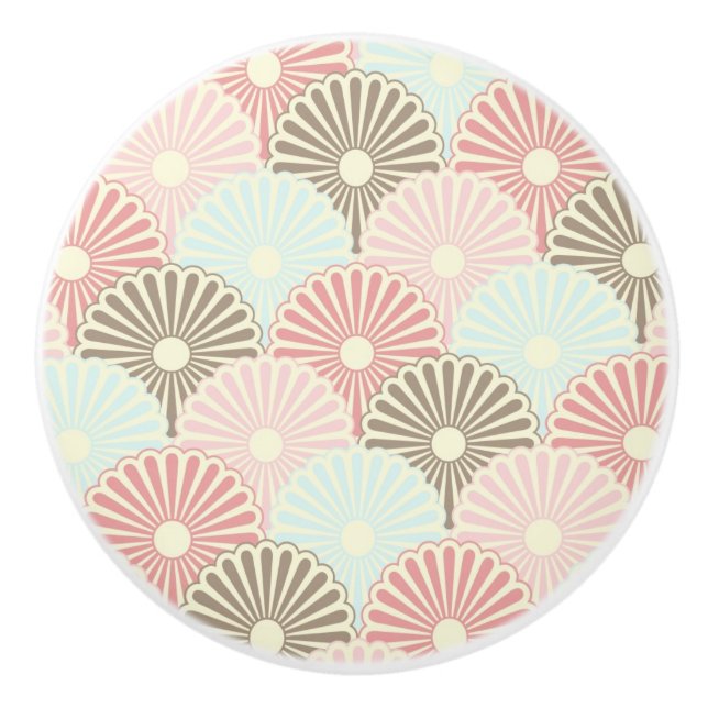Japanese vintage pattern ceramic knob (Front)