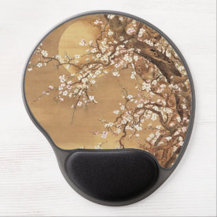 Japanese vintage plum blossoms in moonlight gel mouse pad