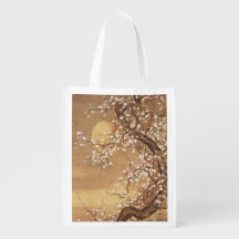 Japanese vintage plum blossoms in moonlight