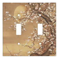 Japanese vintage plum blossoms in moonlight