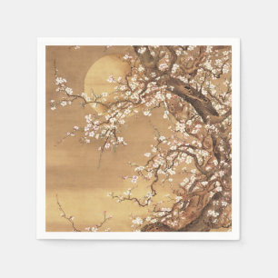 Japanese vintage plum blossoms in moonlight napkins