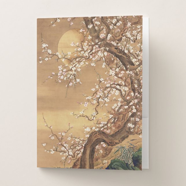 Japanese vintage plum blossoms in moonlight pocket folder (Front)