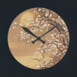 Japanese vintage plum blossoms in moonlight round clock<br><div class="desc">Japanese vintage ink and color painting plum blossoms in moonlight.</div>