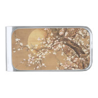 Japanese vintage plum blossoms in moonlight