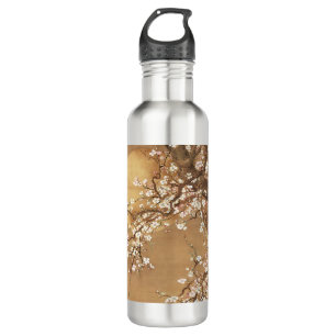 Japanese vintage plum blossoms in moonlight stainless steel water bottle