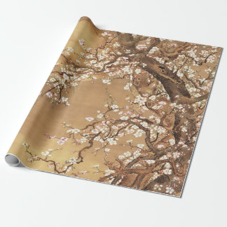 Japanese vintage plum blossoms in moonlight wrapping paper