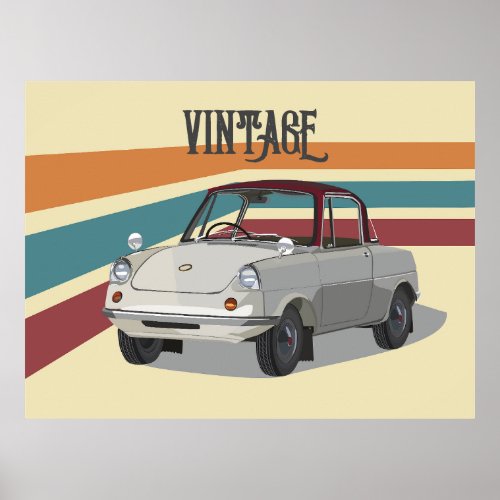 Japanese Vintage Small Car Customized Text Poster