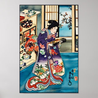 Japanese Vintage Ukiyo-e Geisha by Utagawa Poster