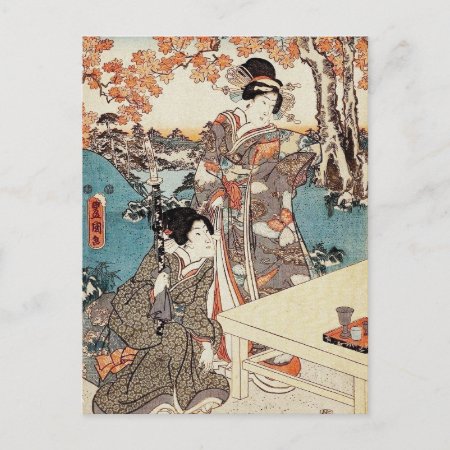 Japanese Vintage Ukiyo-e Geisha Old Scroll Postcard