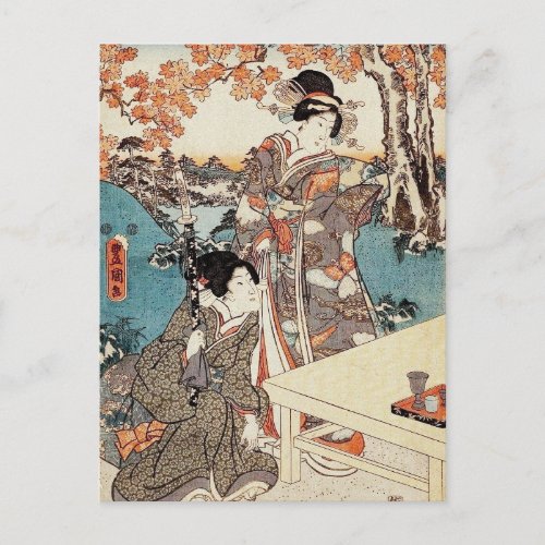 Japanese vintage ukiyo_e geisha old scroll postcard