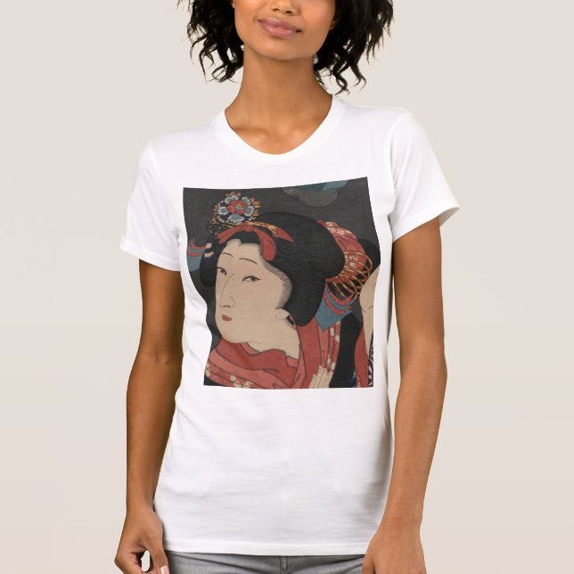 Japanese vintage woodcut maiden Oshichi T-Shirt (Front)