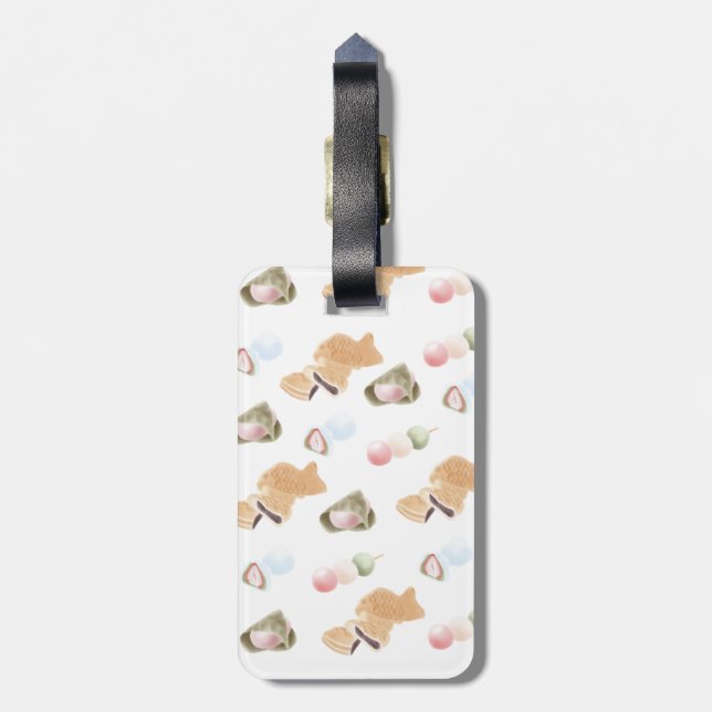 Japanese Wagashi Pattern Luggage Tag (Back Vertical)