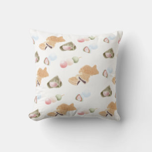 Japanese Wagashi Pattern Throw Pillow