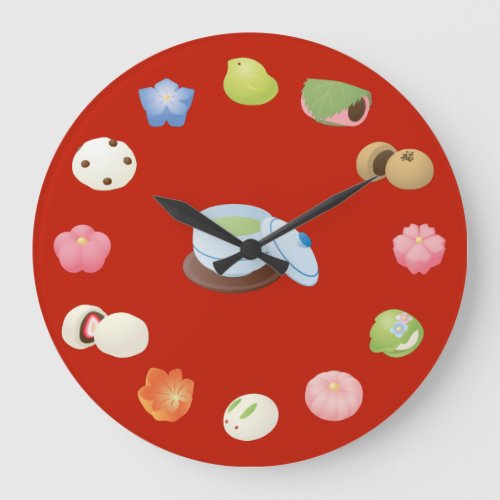 Japanese Wagashi Sweets Large Clock