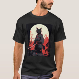 Japanese Warrior Cat Ninja Mask Kitsune T-Shirt