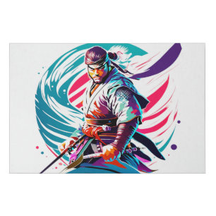 Japanese warrior faux canvas print