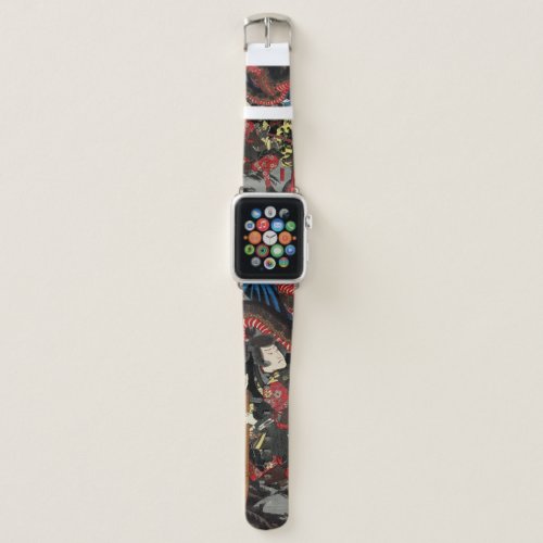 Japanese warrior fighting giant snake apple watch band