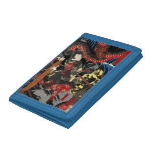 Japanese warrior fighting giant snake tri-fold wallet