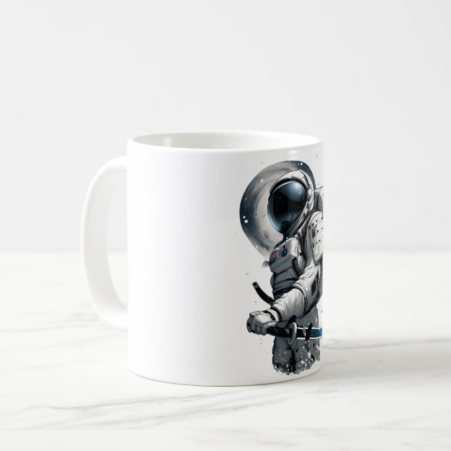 Japanese Warrior in Astronaut Suit Coffee Mug (Front Left)
