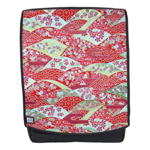Japanese Washi Art Red Floral Origami Yuzen Backpa Backpack