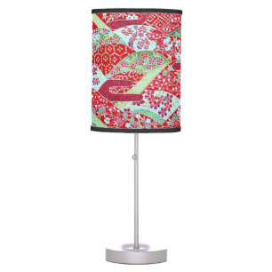 Japanese Washi Art Red Floral Origami Yuzen Lamp