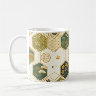 Japanese Washi Paper Hexagon Pattern | Seamless Sa Coffee Mug