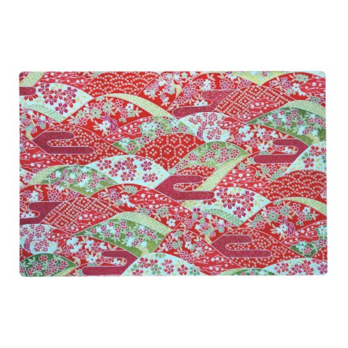 Japanese Washi Red Floral Origami Yuzen Placemat