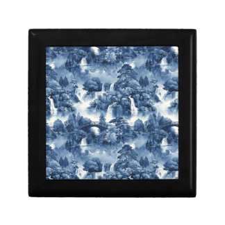 Japanese water garden in a blue white porcelain gift box
