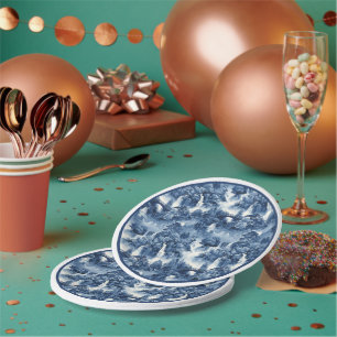 Japanese water garden in a blue white porcelain paper plates