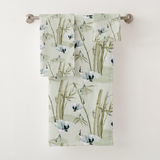 Japanese Watercolor Asian Art Bamboo Bird Pattern