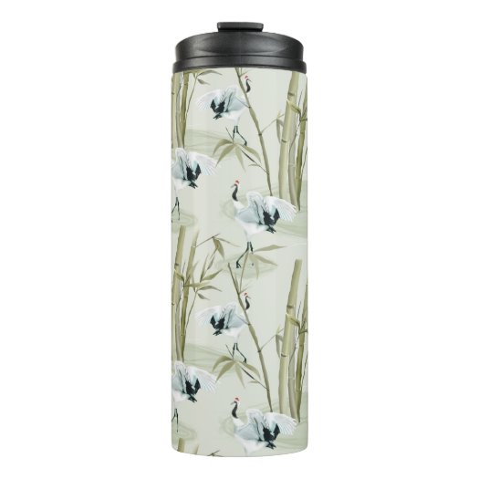 Japanese Watercolor Asian Art Bamboo Bird Pattern