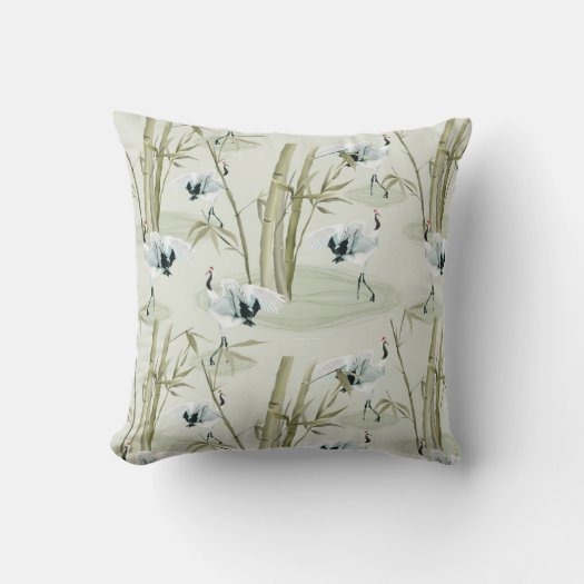 Japanese Watercolor Asian Art Bamboo Bird Pattern