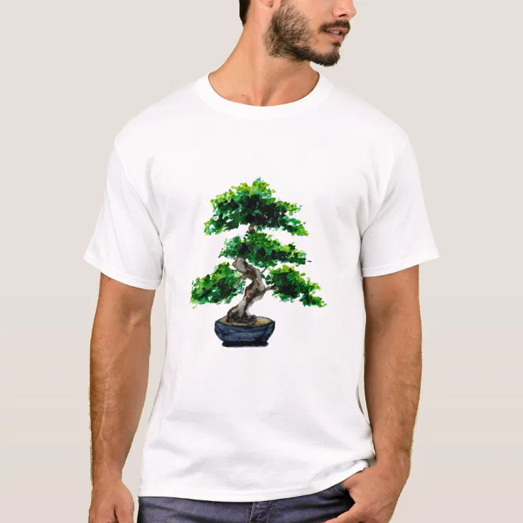 Japanese Watercolor Bonsai Tree T-Shirt | Zazzle