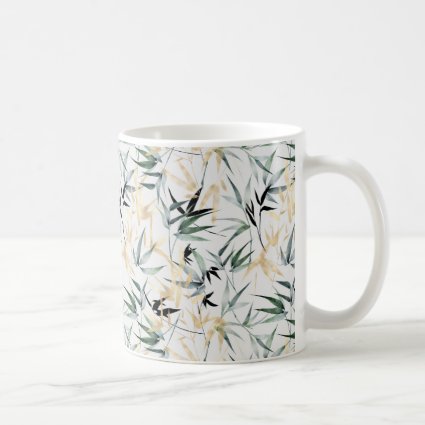 Japanese Watercolor Gold Green Bamboo Pattern