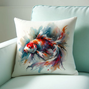 Japanese Watercolor Koi Fish Pillows
