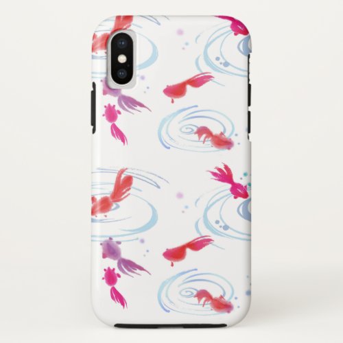 Japanese Watercolor Painting Koi Fish iPhone X Case