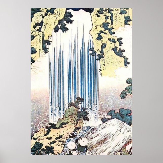 Japanese Waterfall Illustration Poster (Front)