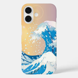 Japanese Wave Art Sunset Ocean iPhone 16 Case