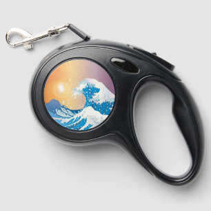 Japanese Wave Art Sunset Ocean Retractable Pet Leash