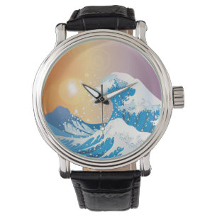 Japanese Wave Art Sunset Ocean Watch