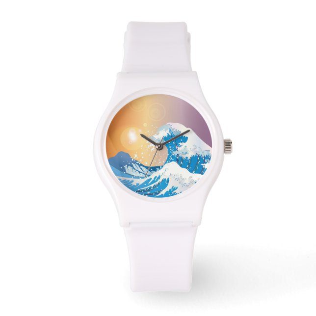 Japanese Wave Art Sunset Ocean Watch (Front)