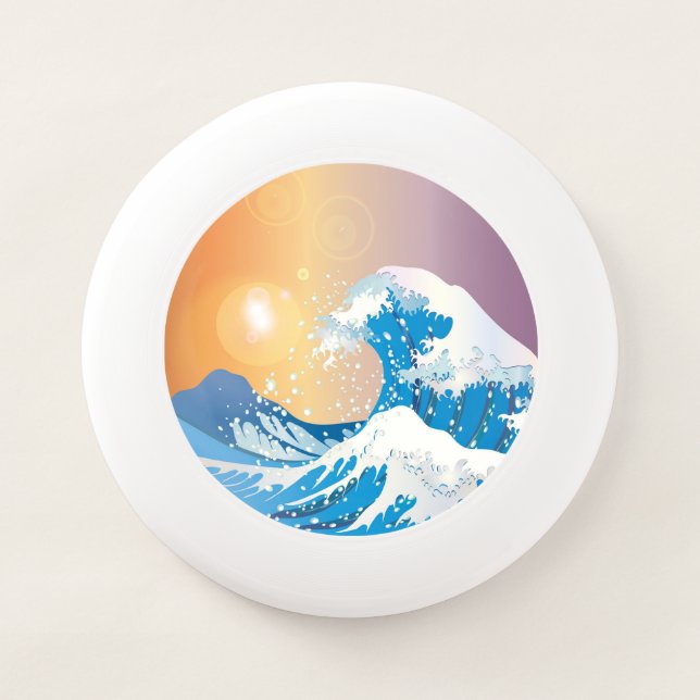 Japanese Wave Art Sunset Ocean Wham-O Frisbee (Front)