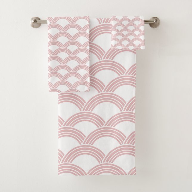 Japanese Wave Blush Glam #1 Bath Towel Set (Insitu)
