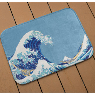 Japanese Wave Japandi Japan sea  Bath Mat